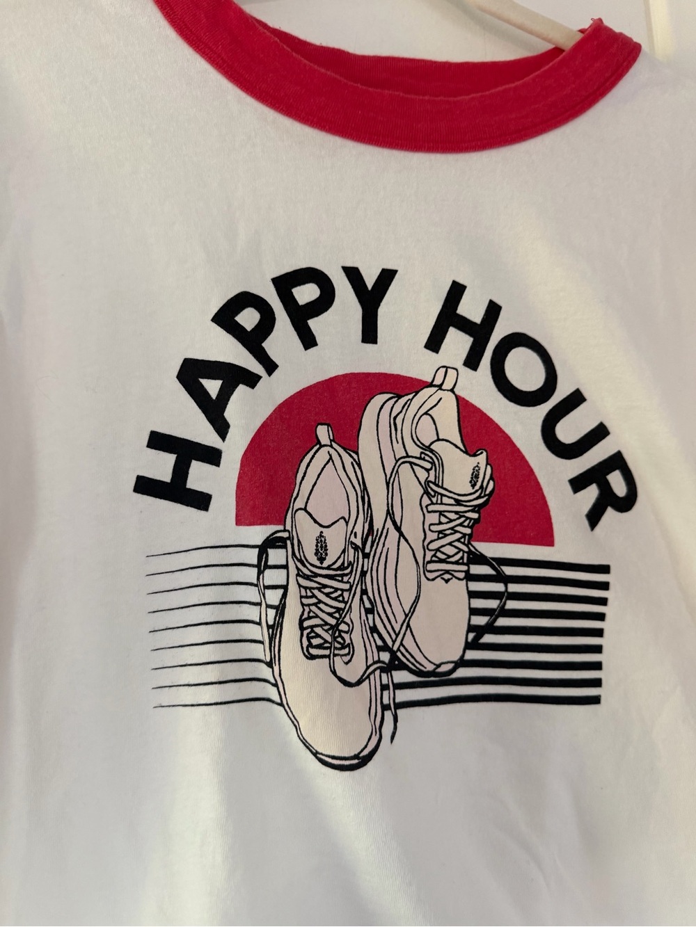 Free People Happy Hour White & Red Ringer Tee - Picture 2 of 8